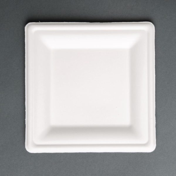 Fiesta Compostable Bagasse Square Plates 261mm (Pack of 50)