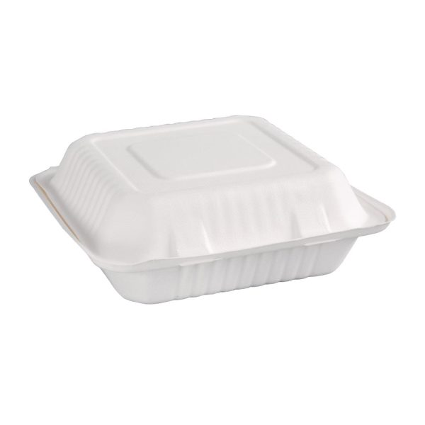 Fiesta Compostable Bagasse Hinged Food Containers 236mm (Pack of 200) - Image 2