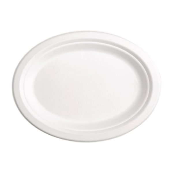 Fiesta Compostable Bagasse Oval Plates 316mm (Pack of 50) - Image 2