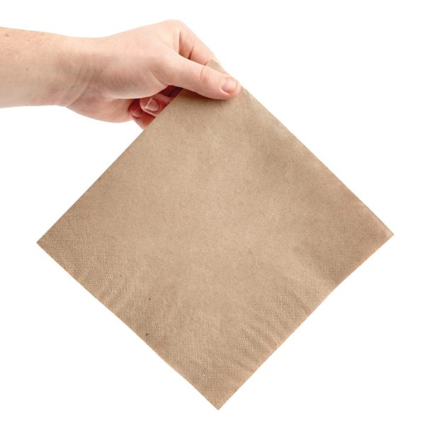Fiesta Recyclable Recycled Dinner Napkin Kraft 40x40cm 2ply 1/4 Fold (Pack of 2000) - Image 3