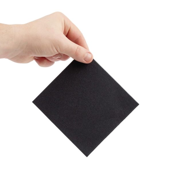 Fiesta Recyclable Premium Tablin Cocktail Napkin Black 24x24cm Airlaid 1/4 Fold (Pk 2400) - Image 3
