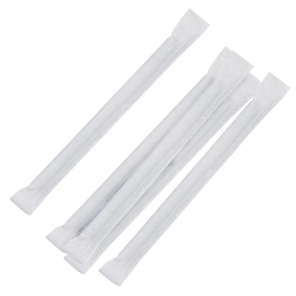 Fiesta Compostable Individually Wrapped Paper Cocktail Stirrer Straws Black (Pack of 250) - Image 3