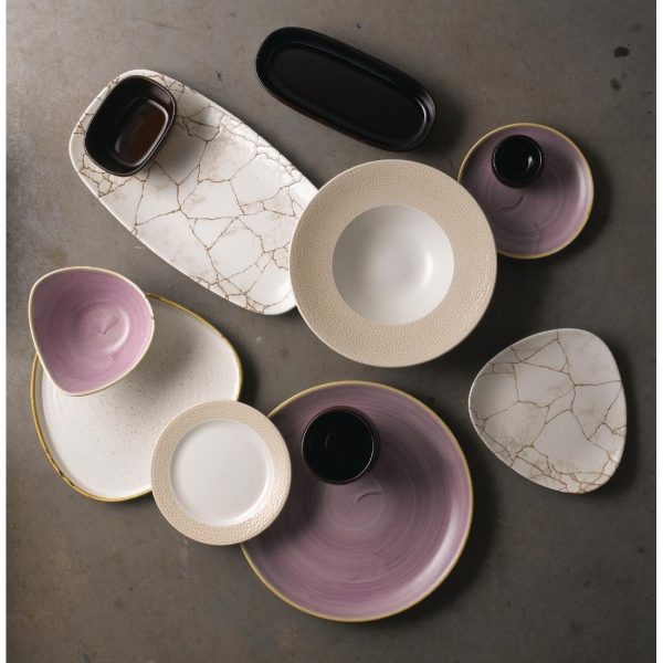 Churchill Studio Prints Kintsugi Agate Grey Chefs Oblong Plate 352 x 187mm (Pack of 6) - Image 2