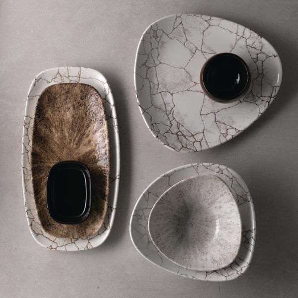 Churchill Studio Prints Kintsugi Agate Grey Chefs Oblong Plate 352 x 187mm (Pack of 6) - Image 5