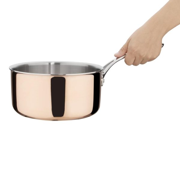Vogue Induction Tri-Wall Copper Saucepan - 200x100mm - Image 2