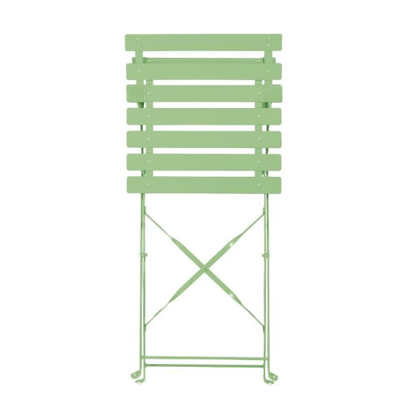 Bolero Pavement Style Steel Folding Chairs Light Green (Pack of 2) - Image 2