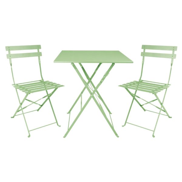 Bolero Pavement Style Steel Folding Chairs Light Green (Pack of 2) - Image 5