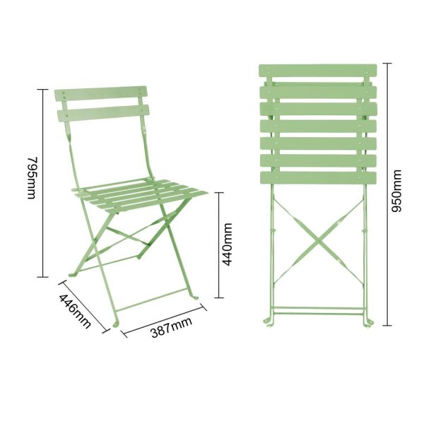 Bolero Pavement Style Steel Folding Chairs Light Green (Pack of 2) - Image 6