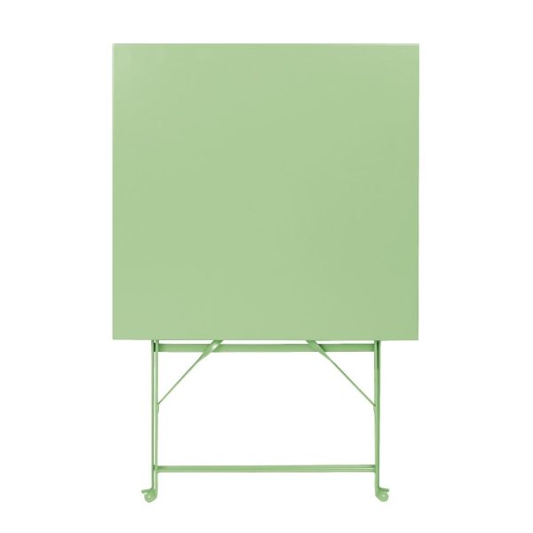 Bolero Square Pavement Style Steel Folding Table Light Green 600mm - Image 2