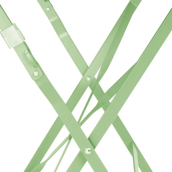 Bolero Square Pavement Style Steel Folding Table Light Green 600mm - Image 4