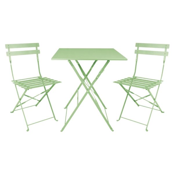 Bolero Square Pavement Style Steel Folding Table Light Green 600mm - Image 5