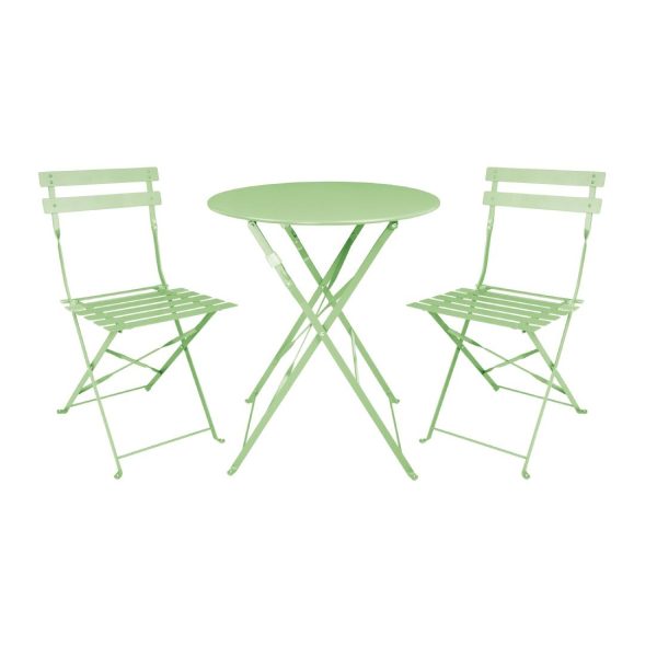 Bolero Round Pavement Style Steel Folding Table Light Green 595mm - Image 5