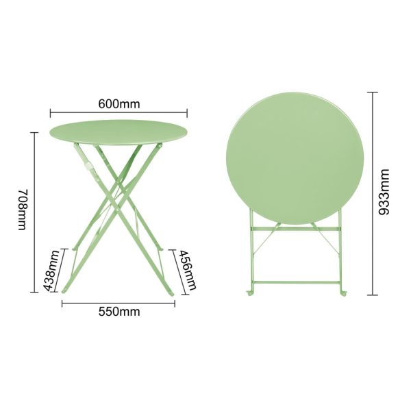 Bolero Round Pavement Style Steel Folding Table Light Green 595mm - Image 6