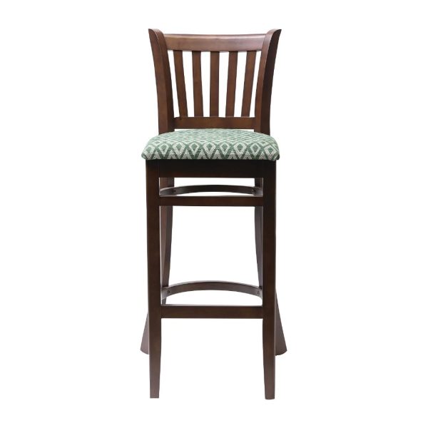 Manhattan Dark Walnut Bar Chair with Green Diamond Padded Seat - Image 2