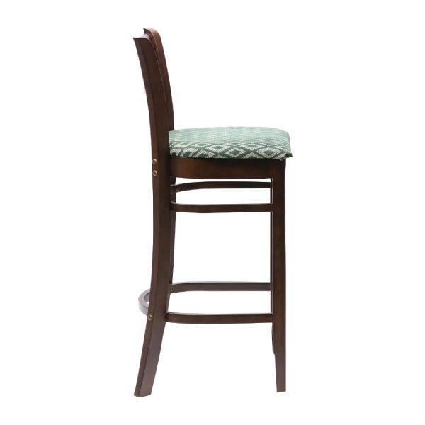 Manhattan Dark Walnut Bar Chair with Green Diamond Padded Seat - Image 3