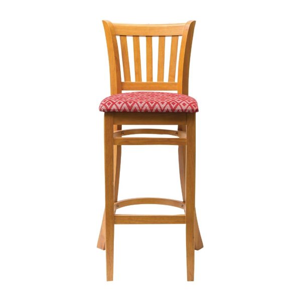 Manhattan Dark Walnut Bar Chair with Red Diamond Padded Seat - Image 2