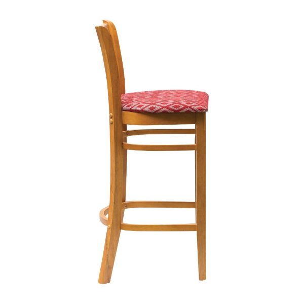 Manhattan Dark Walnut Bar Chair with Red Diamond Padded Seat - Image 3