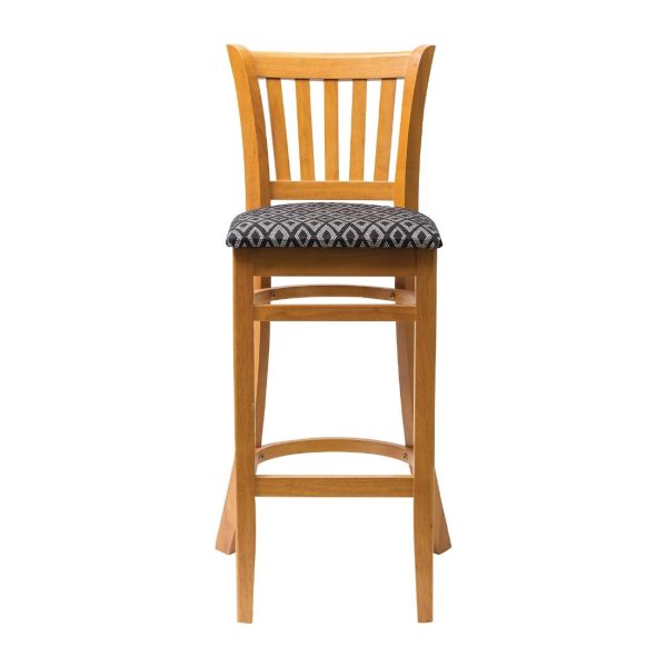 Manhattan Soft Oak Bar Chair with Black Diamond Padded Seat - Image 2