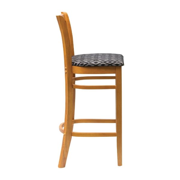Manhattan Soft Oak Bar Chair with Black Diamond Padded Seat - Image 3