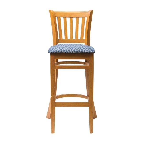 Manhattan Soft Oak Bar Chair with Blue Diamond Padded Seat - Image 2