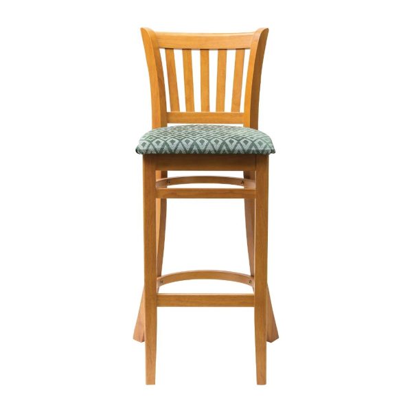 Manhattan Soft Oak Bar Chair with Green Diamond Padded Seat - Image 2