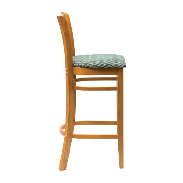 Manhattan Soft Oak Bar Chair with Green Diamond Padded Seat - Image 3