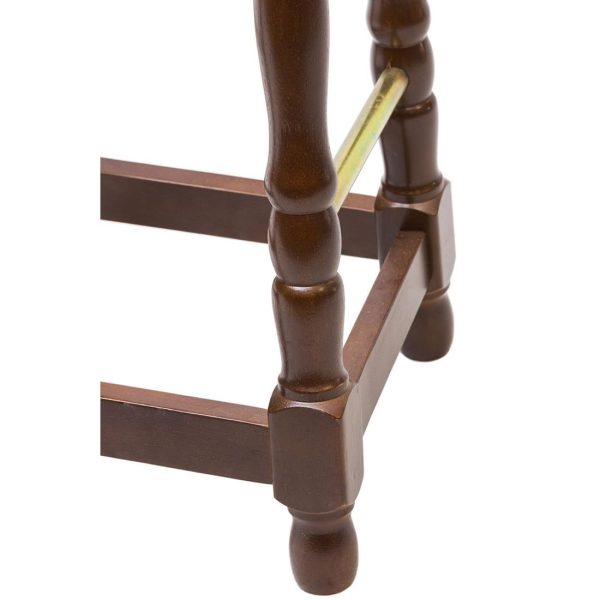 Classic Dark Wood High Bar Stool with Blue Diamond Seat (Pack of 2) - Image 2