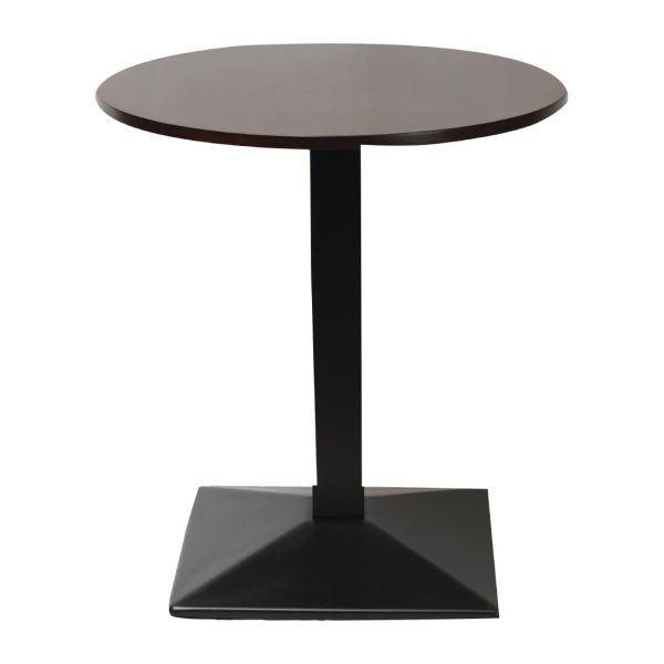 Turin Metal Base Pedestal Round Table with Dark Wood Top 700mm - Image 2