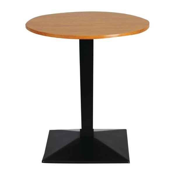 Turin Metal Base Pedestal Round Table with Soft Oak Top 700mm - Image 2