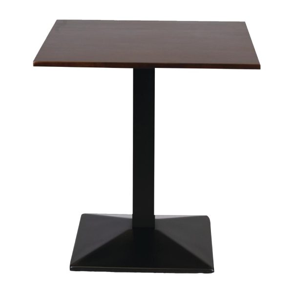Turin Metal Base Pedestal Square Table with Dark Wood Top 700x700mm - Image 2