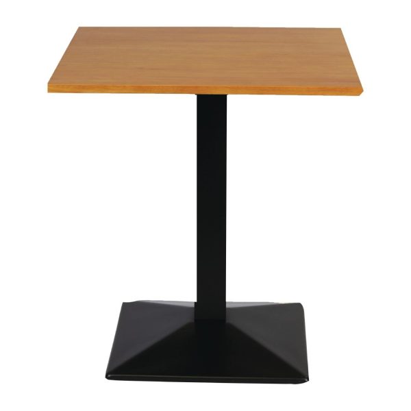 Turin Metal Base Pedestal Square Table with Soft Oak Top 700x700mm - Image 2