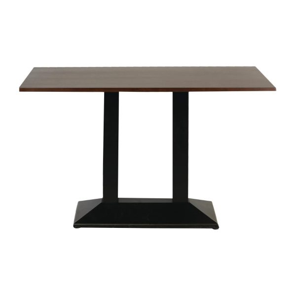 Turin Metal Base Pedestal Rectangle Table with Dark Wood Top 1200x700mm - Image 2