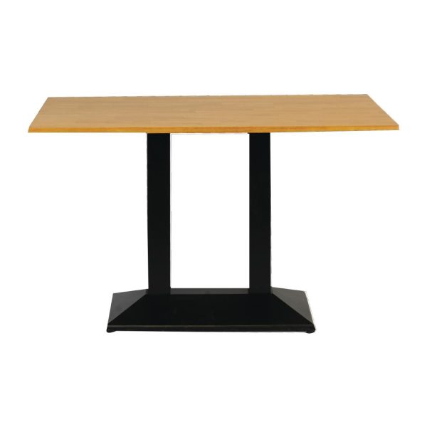 Turin Metal Base Pedestal Rectangle Table with Soft Oak Top 1200x700mm - Image 2