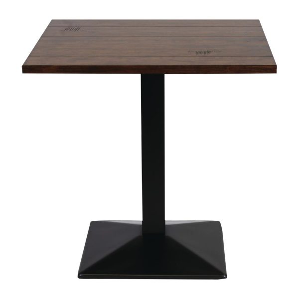 Turin Metal Base Pedestal Square Table with Vintage Top 760x760mm - Image 2