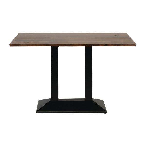 Turin Metal Base Pedestal Rectangle Table with Vintage Top 1200x760mm - Image 2