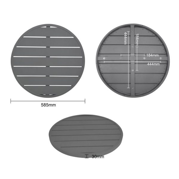 Bolero Aluminium Round Table Top Dark Grey 580mm - Image 6