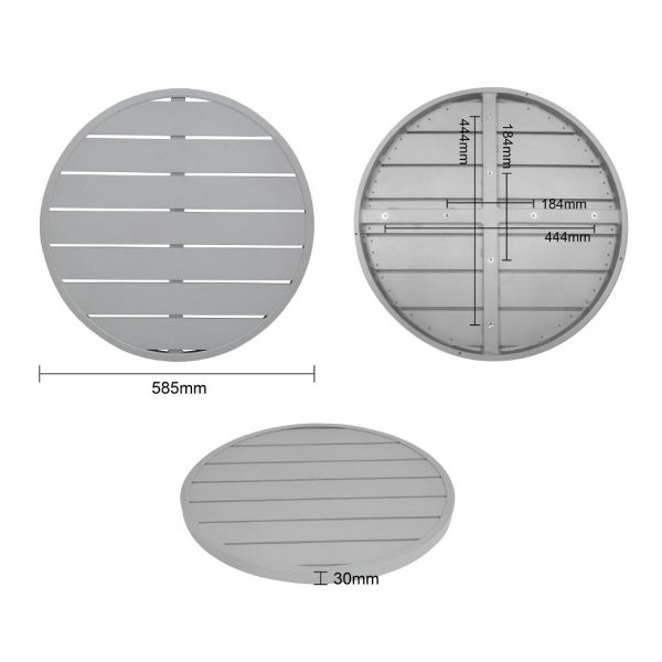 Bolero Aluminium Round Table Top Light Grey 580mm - Image 6