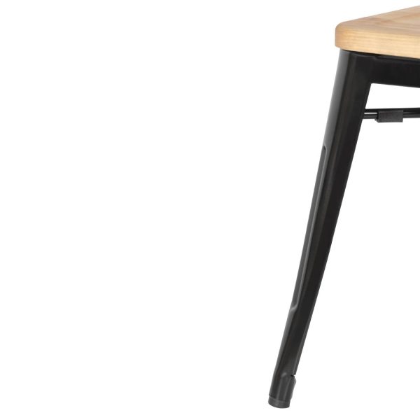 Bolero Bistro Low Stools with Wooden Seat Pad Black (Pack of 4) - Image 3