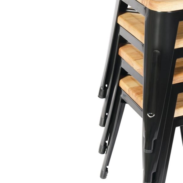 Bolero Bistro Low Stools with Wooden Seat Pad Black (Pack of 4) - Image 6