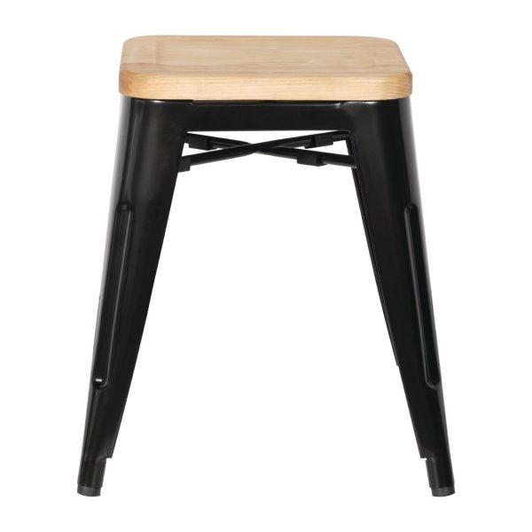 Bolero Bistro Low Stools with Wooden Seat Pad Black (Pack of 4) - Image 7