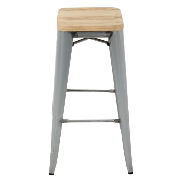 Bolero Bistro High Stools with Wooden Seat Pad Galvanised Steel (Pack of 4) - Image 3