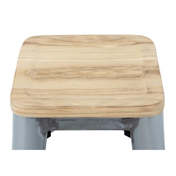 Bolero Bistro High Stools with Wooden Seat Pad Galvanised Steel (Pack of 4) - Image 6