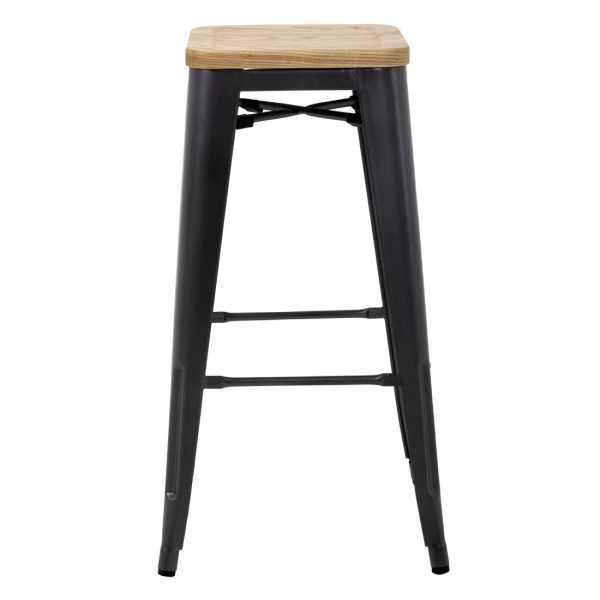 Bolero Bistro High Stools with Wooden Seat Pad Gun Metal (Pack of 4) - Image 4