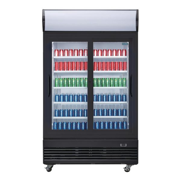 Polar G-Series Upright Sliding Door Display Cooler with Light Box 950Ltr Black - Image 5