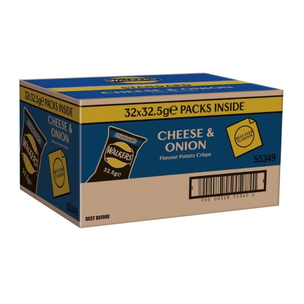Walkers Cheese & Onion Flavour Crisps 32.5g (Pack of 32) - Image 2