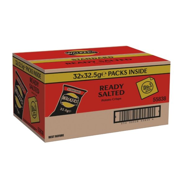 Walkers Ready Salted Flavour Crisps 32.5g (Pack of 32) - Image 2
