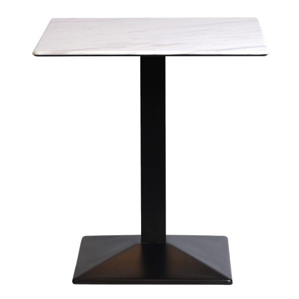 Turin Metal Base Square Dining Table with Laminate Top Marble 600mm - Image 2