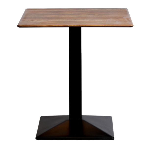 Turin Metal Base Square Dining Table with Laminate Top Planked Oak 600mm - Image 2