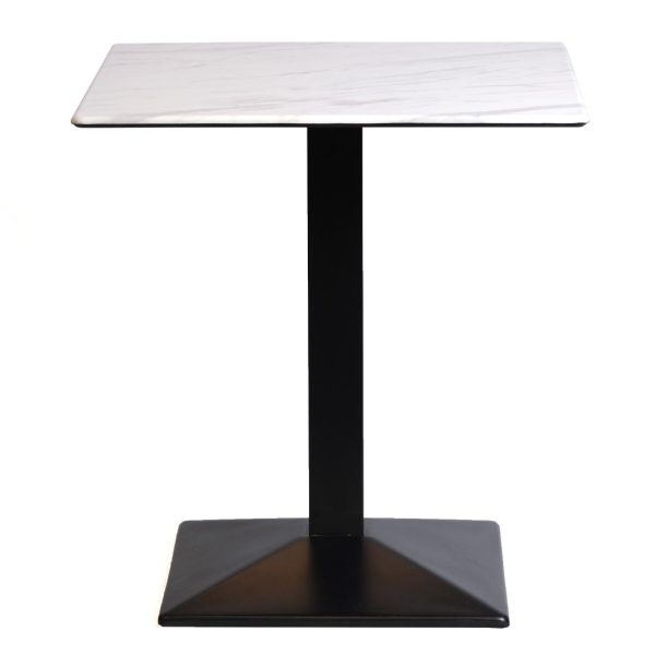 Turin Metal Base Square Dining Table with Laminate Top Marble 700mm - Image 2