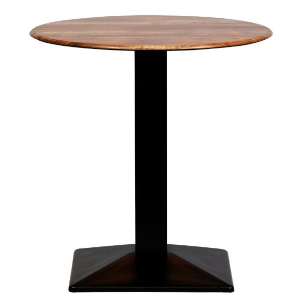 Turin Metal Base Round Dining Table with Laminate Top Planked Oak 600mm - Image 2